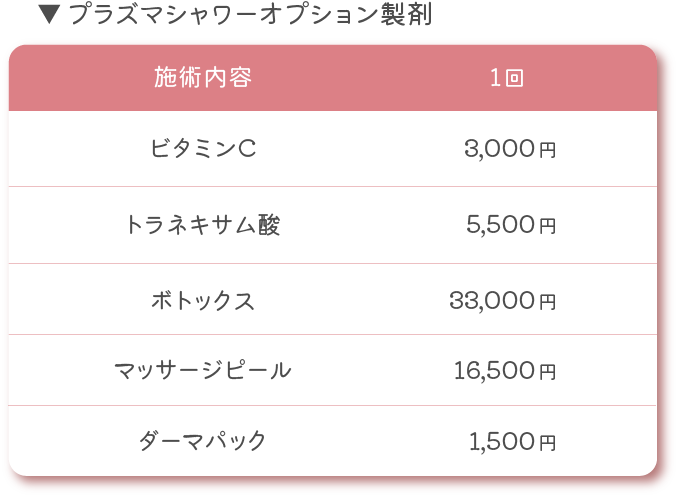 プラズマシャワー料金2