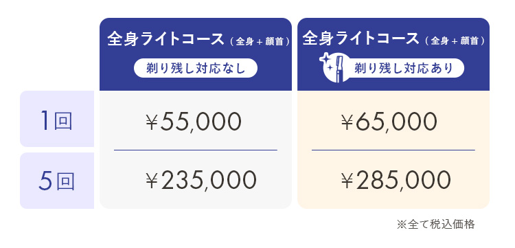 全身ライトコース(全身+顔首)